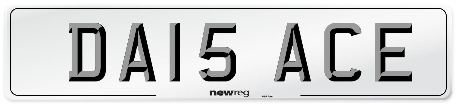 DA15 ACE Number Plate from New Reg